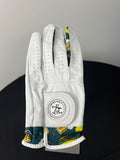 Women's Skins Golf glove with taco motif, left hand medium/large, showing palm and colorful cuff