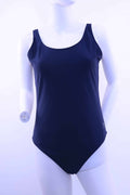 Front view of navy Slazenger women's swimming costume on mannequin