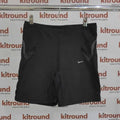 Front view of Nike black Dri-FIT sports shorts size M on hanger