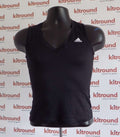 Adidas black sleeveless V-neck sports top UK 12 displayed on mannequin