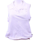 Front view of Nike white sleeveless Dri-FIT sports top with collar size XL