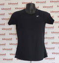Front view of black Nike Dri-Fit sports top on mannequin against kitround branded background