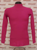 Alternate back view of pink Under Armour ColdGear long-sleeve top showing logo