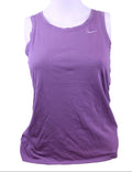 Front view of purple Nike sports tank top with embroidered Swoosh logo