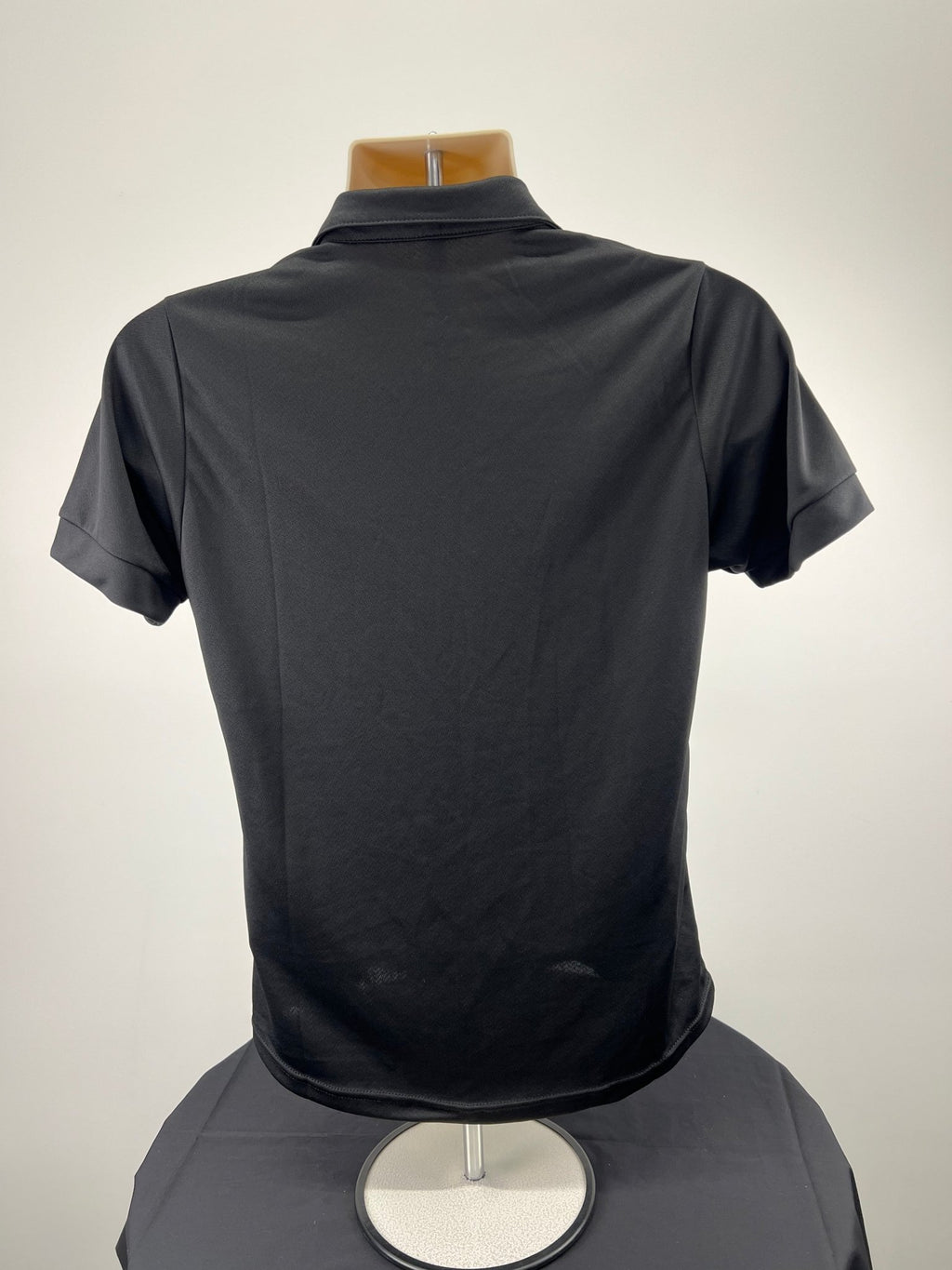 Back view of Women's Volleyball England black polo shirt small size