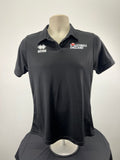 Front view of Women's Volleyball England black polo shirt small size