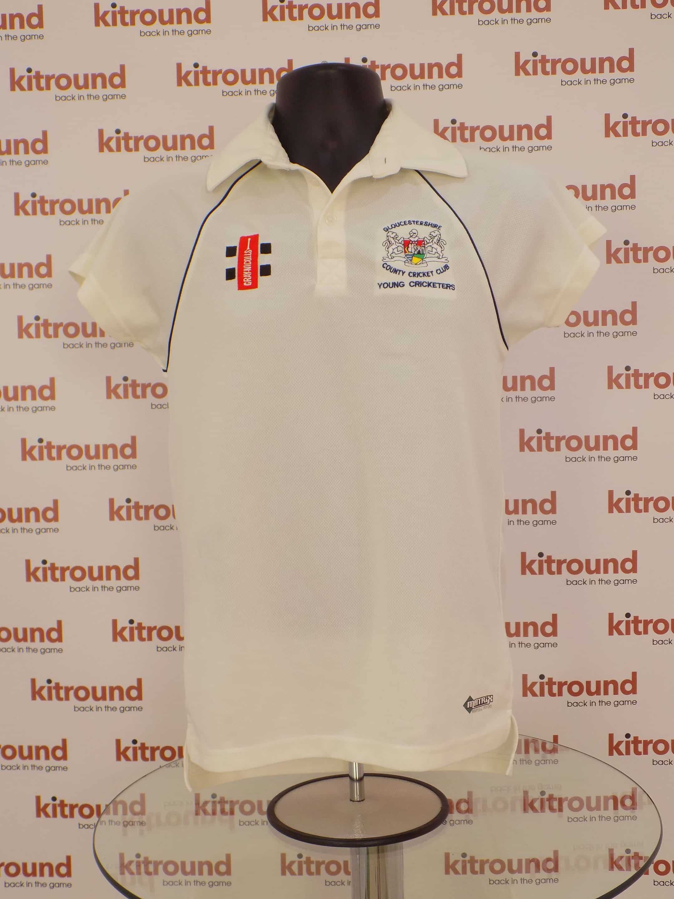 Kids Gloucestershire County Cricket club white Polo Top 32″ chest 12-13 yrs