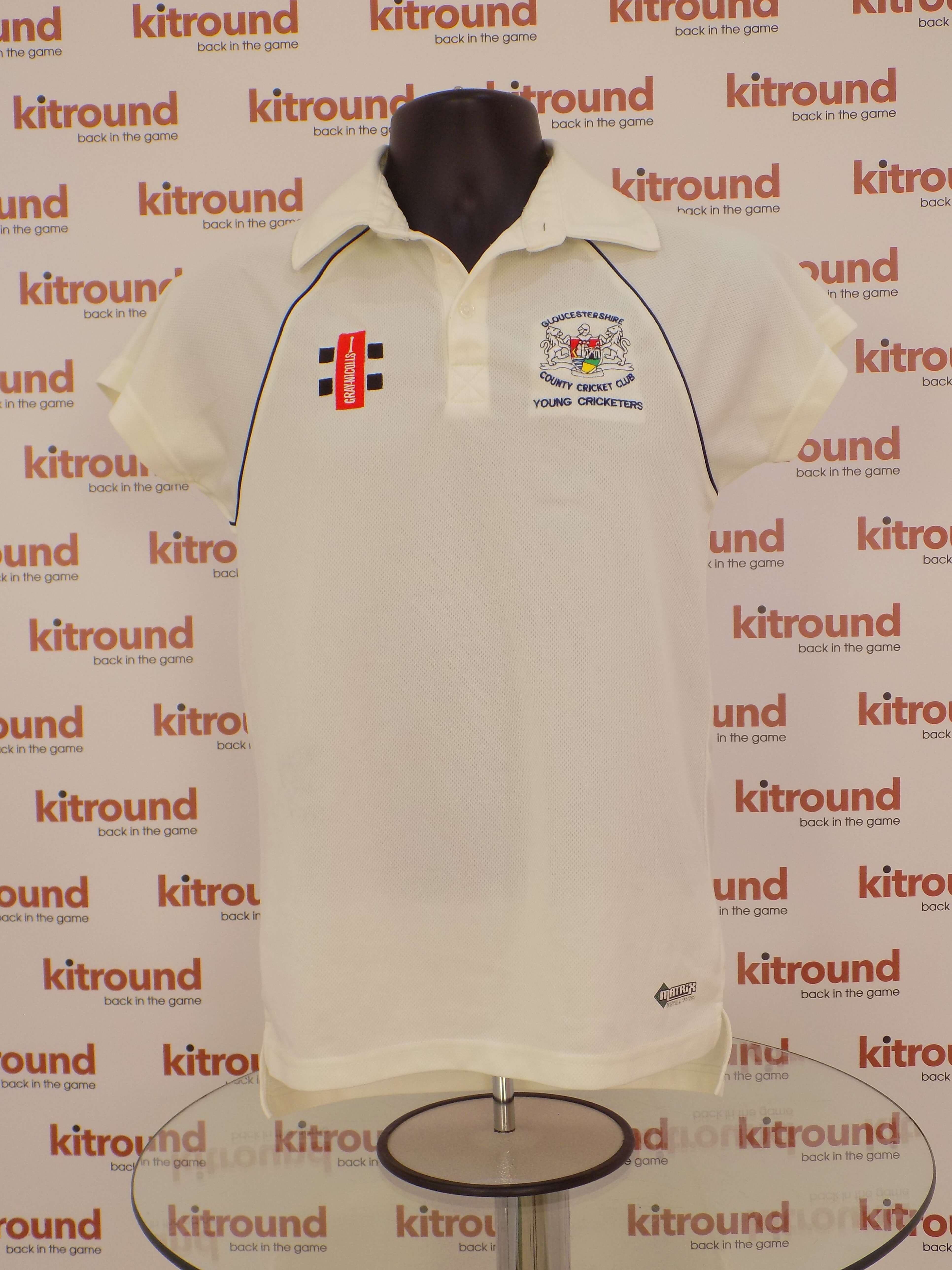 Kids Gloucestershire County Cricket club white Polo Top 32″ chest 12-13 yrs