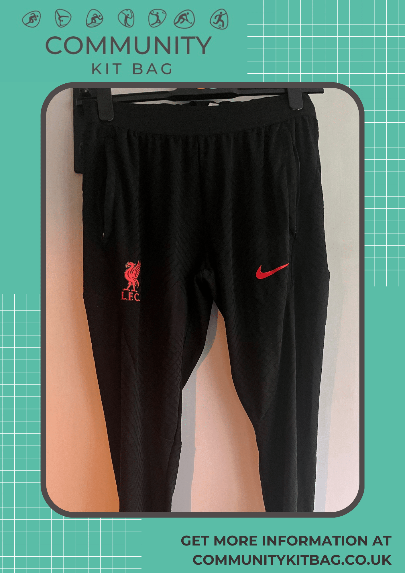 Liverpool FC Nike Dry Fit Training Bottoms – squad worn Medium