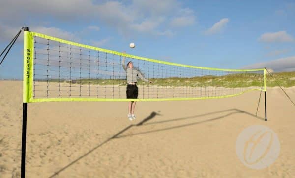 Used Outdoor Volleyball post and net systems with Lines for 4v4