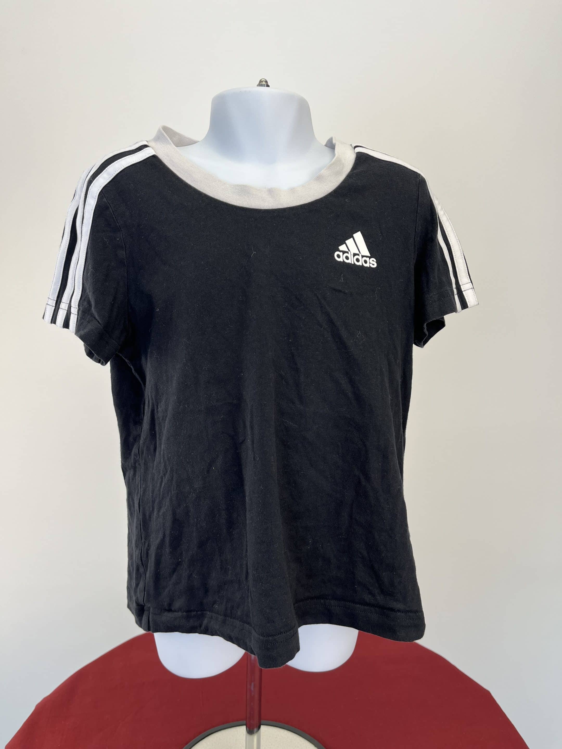 Kid’s adidas Black T-Shirt with White Stripes
