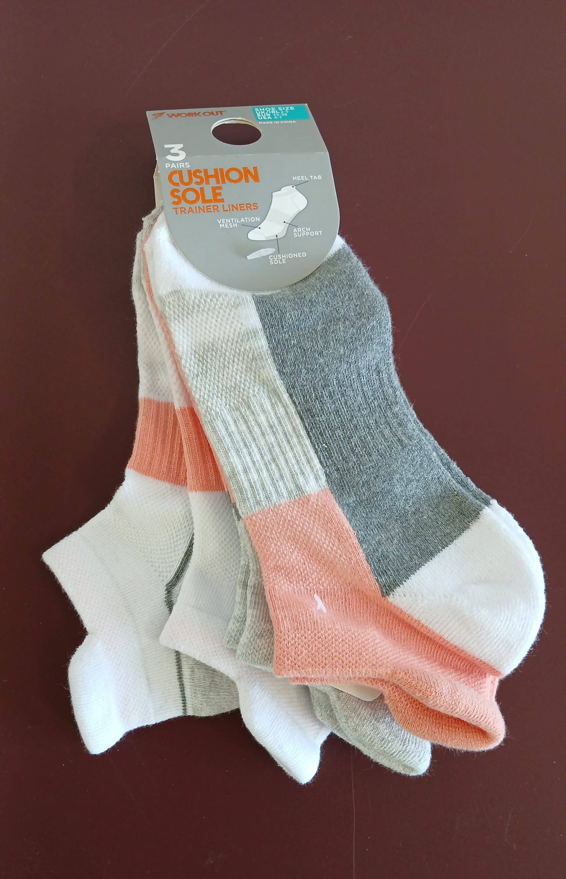 Cushion Sole Trainer Liners – 3 Pairs – Size 2-5