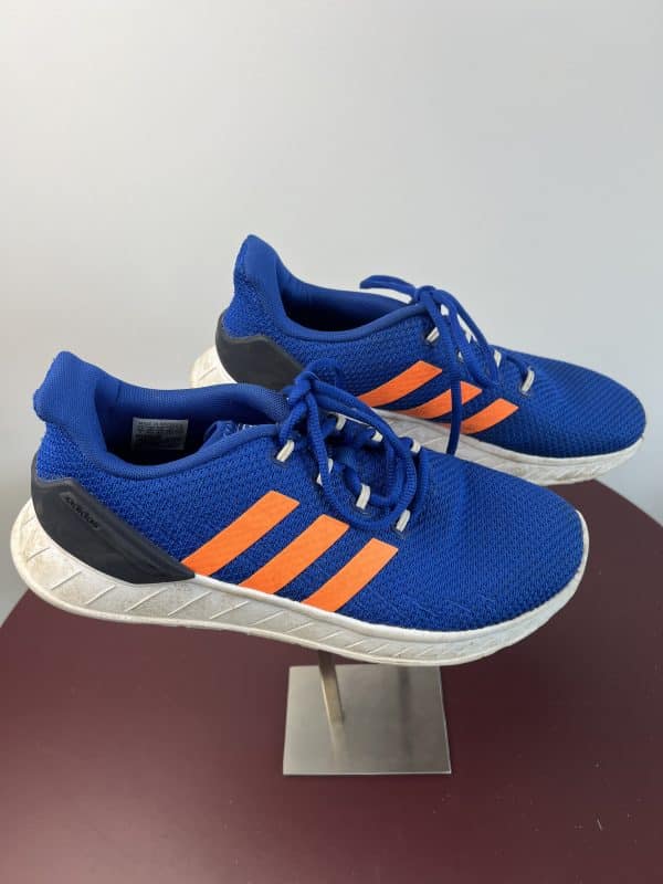Adidas Blue Trainers with Orange Stripes - Image 3