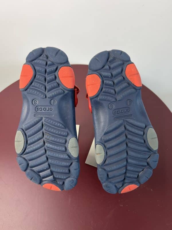 Kid's Crocs Classic Clogs - Blue with Red Strap - Image 3